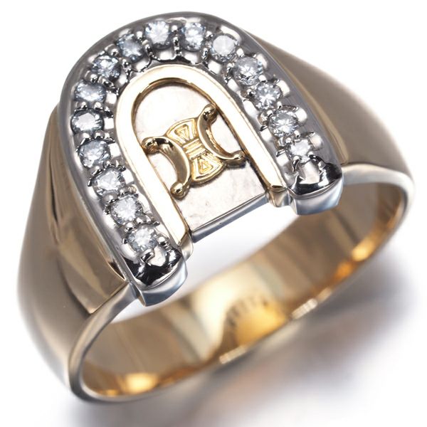 セリーヌ リング ダイヤ 0.20ct マカダム ホースシュー 14号 K18YG/Pt900 