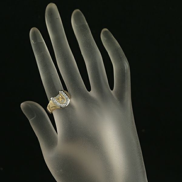 セリーヌ リング ダイヤ 0.20ct マカダム ホースシュー 14号 K18YG/Pt900 