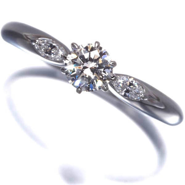 ロイヤルアッシャー リング ダイヤ 0.32ct/0.10ct  ソリティア 12号 Pt900 