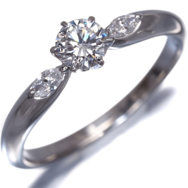 ロイヤルアッシャー リング ダイヤ 0.32ct/0.10ct  ソリティア 12号 Pt900 