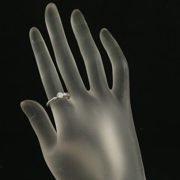 ロイヤルアッシャー リング ダイヤ 0.32ct/0.10ct  ソリティア 12号 Pt900 