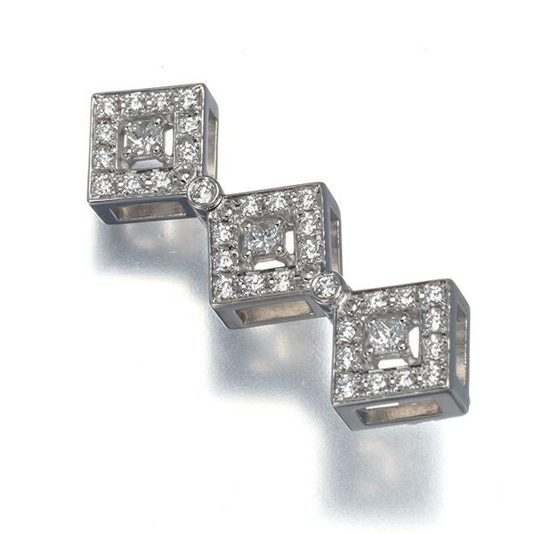 タサキ ペンダントトップ ダイヤ 0.55ct プリンセス 2種カット スクエア 2WAY K18WG 