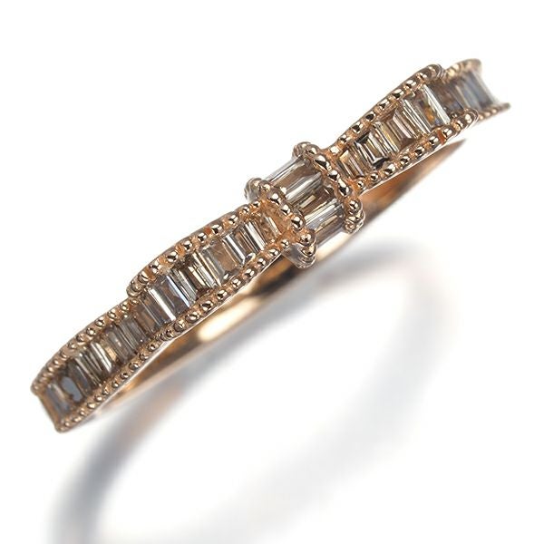 GSTV リング ブラウンダイヤ 0.30ct  テーパーカット リボン 12.5号 K18PG 