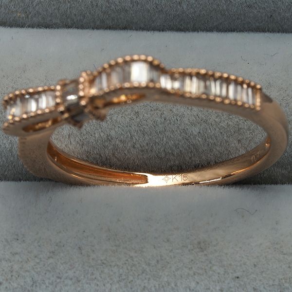 GSTV リング ブラウンダイヤ 0.30ct  テーパーカット リボン 12.5号 K18PG 