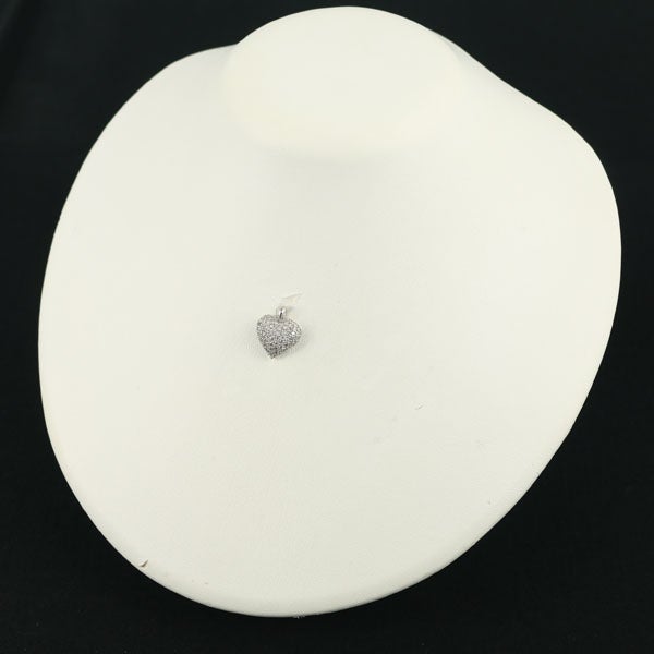 ライトブラウンダイヤ 1.00ct ハート パヴェ  ペンダントトップ K18WG 