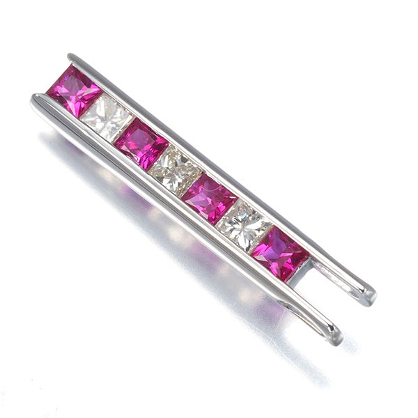 ルビー 0.70ct ダイヤ 0.45ct プリンセスカット  ペンダントトップ K18WG 