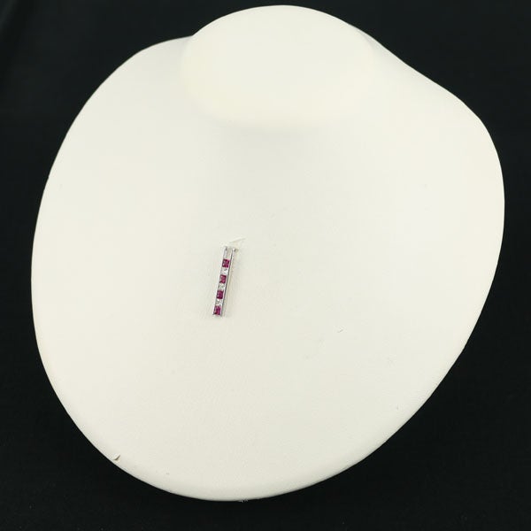 ルビー 0.70ct ダイヤ 0.45ct プリンセスカット  ペンダントトップ K18WG 