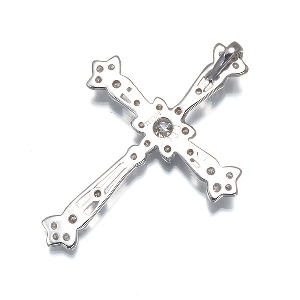 ダイヤ 0.30ct クロス ミルグレイン  ペンダントトップ K18WG ソーティング