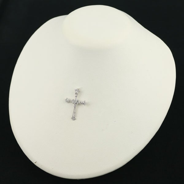 ダイヤ 0.30ct クロス ミルグレイン  ペンダントトップ K18WG ソーティング