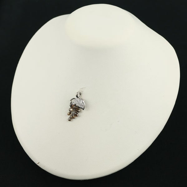 ブラウン&クリア ダイヤ 5.54ct ブリオレットカット 2種カット 葡萄  ペンダントトップ K18WG 