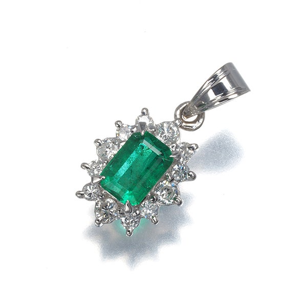 エメラルド 0.50ct ダイヤ 0.20ct クラシック  ペンダントトップ Pt850 
