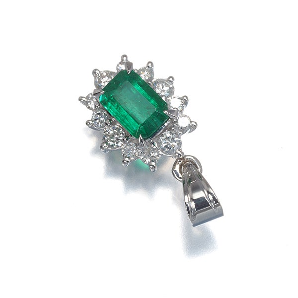エメラルド 0.50ct ダイヤ 0.20ct クラシック  ペンダントトップ Pt850 