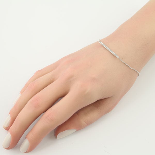 ダイヤ シングルカット バー ブレスレット K14WG/K18WG 