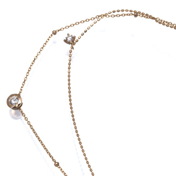ポーラ ネックレス ダイヤ 0.15ct  レイヤード K18YG 