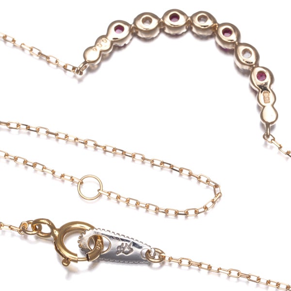 セイレーンアズーロ ネックレス ルビー 0.06ct  ローズカットダイヤ ミルグレイン K18YG/WG/PG 