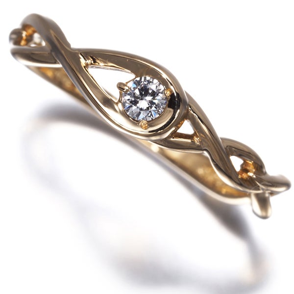 スタージュエリー リング ダイヤ 0.06ct 一粒 9号 K18YG 