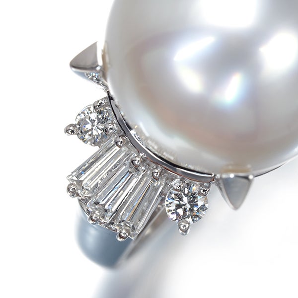 タサキ リング パール 白蝶真珠 12.5mm  ダイヤ　0.39ct  10号 Pt900 