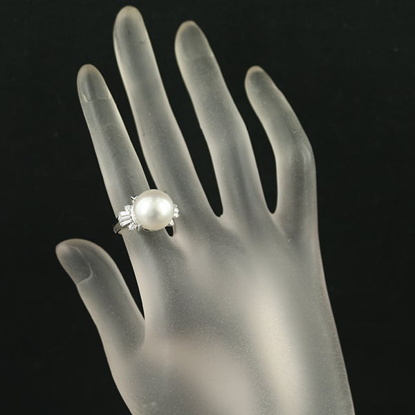 タサキ リング パール 白蝶真珠 12.5mm  ダイヤ　0.39ct  10号 Pt900 