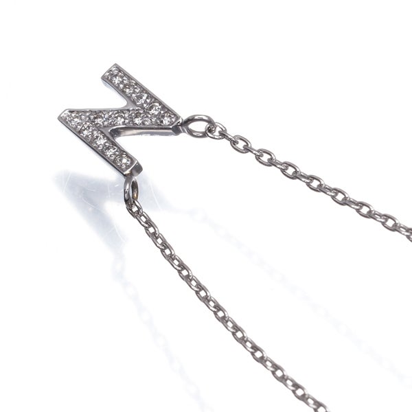 スタージュエリー ネックレス ダイヤ 0.04ct  アルファベット イニシャル N K18WG 