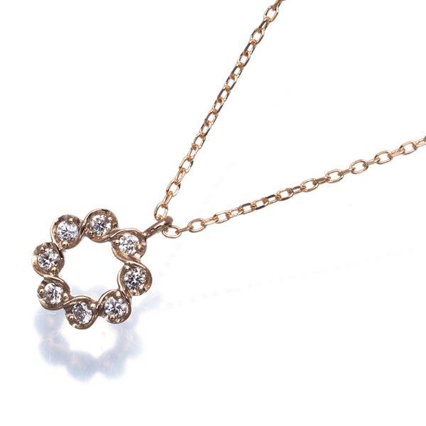 テイクアップ ネックレス ダイヤ 0.08ct  サークル スパイラル リース K18PG 