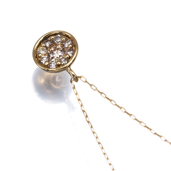 ダイヤ 0.18ct パヴェ  ネックレス K18YG 