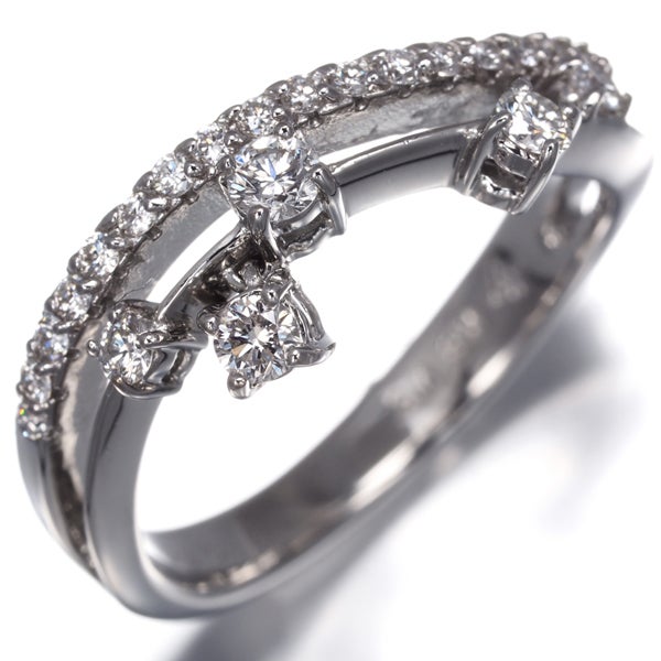 ポンテヴェキオ リング ダイヤ 0.36ct  ウェーブ 揺れる 10号 K18WG 