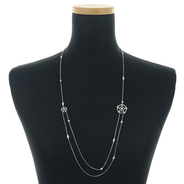 モニッケンダム ネックレス ダイヤ 1.29ct  フラワー レイヤード ロング K18WG 