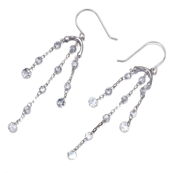 ローズカットダイヤ 0.55ct/0.55ct ヌーディ シャンデリア フック  ピアス K18WG 