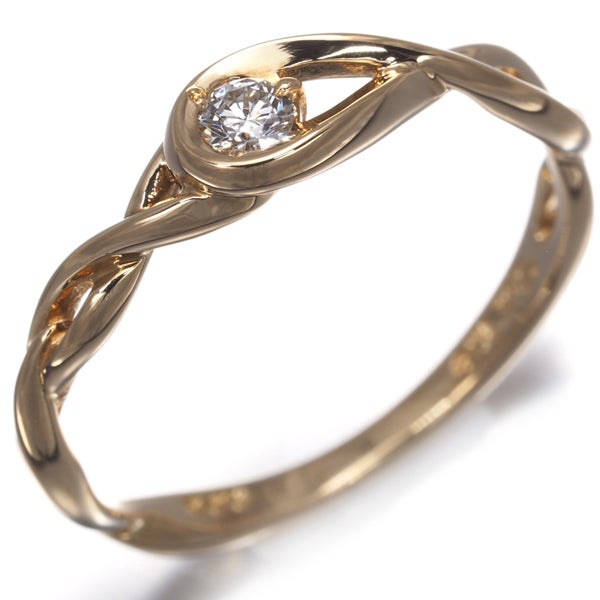 スタージュエリー リング ダイヤ 0.06ct  一粒 9号 K18YG 