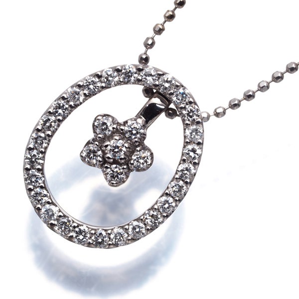ヴァンドーム ネックレス ダイヤ 0.29ct  フラワー　揺れる 3way K18WG 