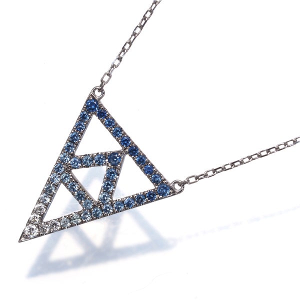 アーカー ネックレス サファイア 0.45ct  ダイヤ 0.02ct  トライアングル  K18WG 