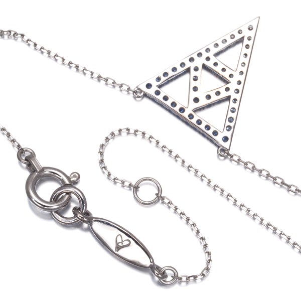 アーカー ネックレス サファイア 0.45ct  ダイヤ 0.02ct  トライアングル  K18WG 