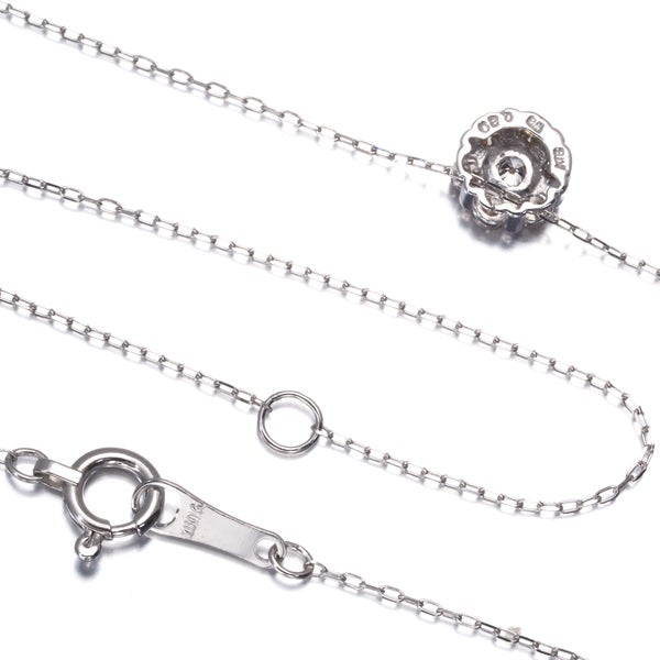 ブラウンダイヤ 0.20ct フラワー  ネックレス K18WG 