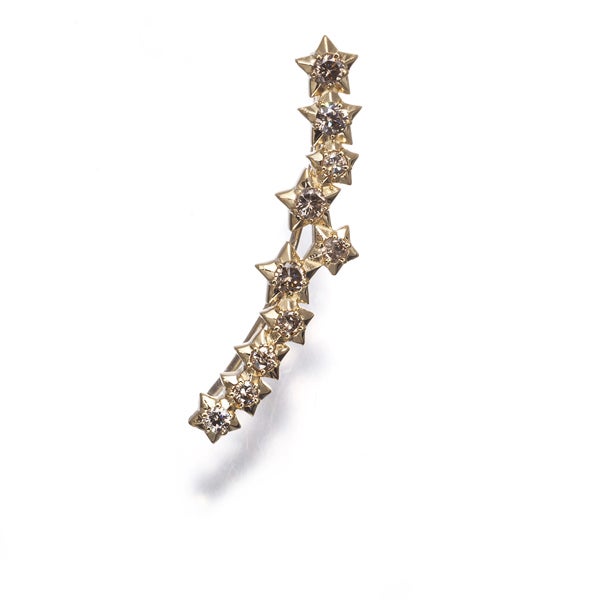 ブラウンダイヤ 0.25ct スター 片耳  ピアス K18YG 