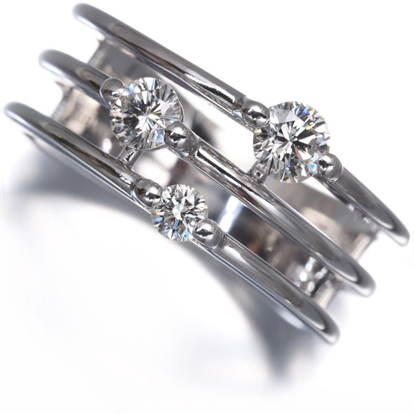 DTC リング ダイヤ 0.212ct/0.22ct トリロジー 3P 3ロウ 11号 K18WG 