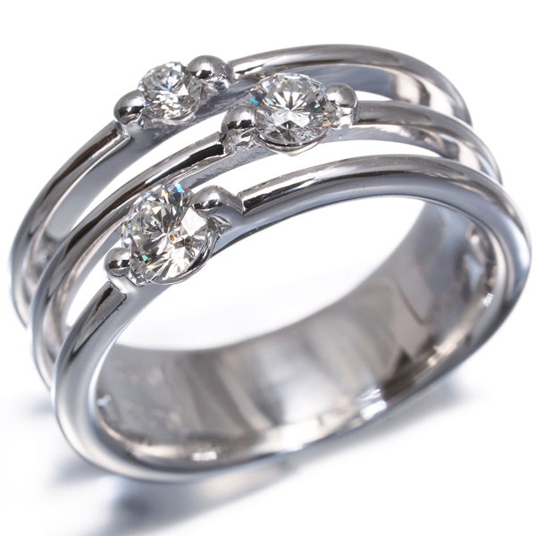 DTC リング ダイヤ 0.212ct/0.22ct トリロジー 3P 3ロウ 11号 K18WG 