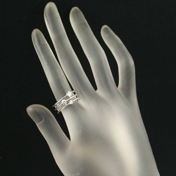 DTC リング ダイヤ 0.212ct/0.22ct トリロジー 3P 3ロウ 11号 K18WG 