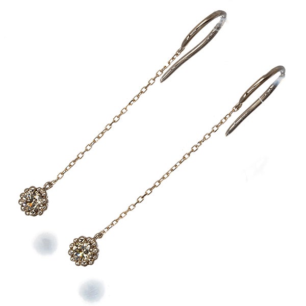 カシケイ ピアス ブラウンダイヤ 0.20ct ミル 一粒 フック K18BG 