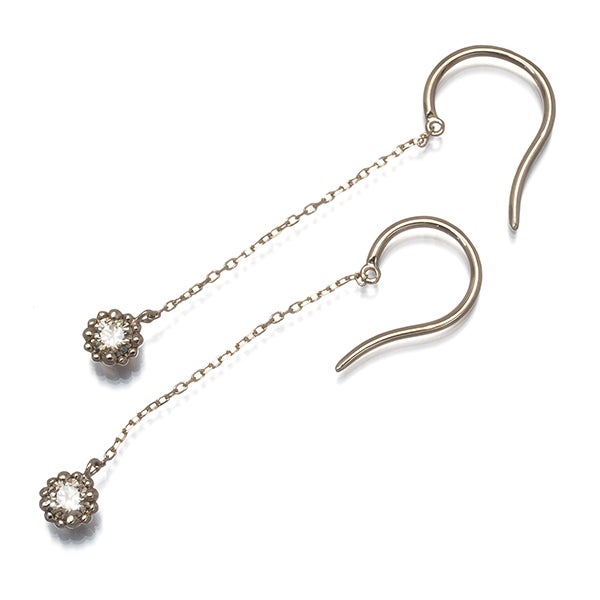 カシケイ ピアス ブラウンダイヤ 0.20ct ミル 一粒 フック K18BG 