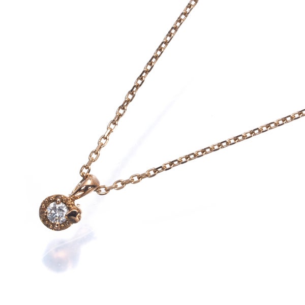 4℃ ネックレス ダイヤ  一粒 K10PG 