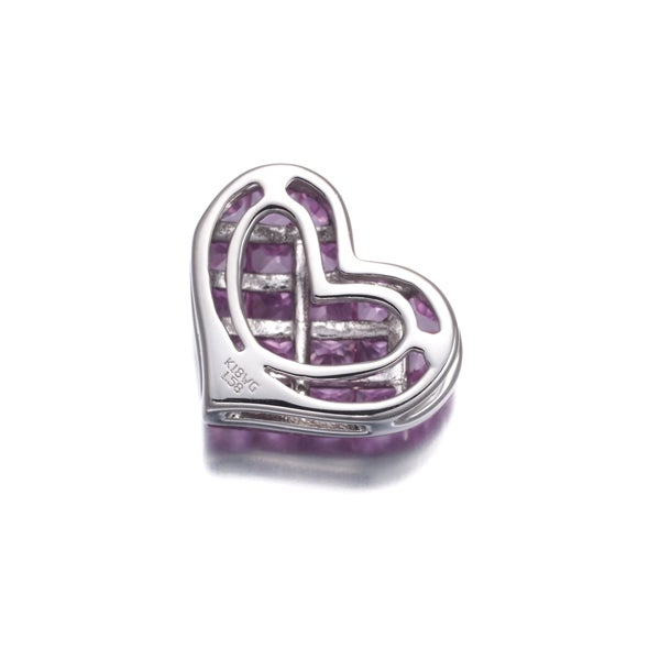 ピンクサファイア 1.58ct ハート ミステリーセッティング ペンダントトップ K18WG 