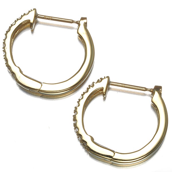  ダイヤ 0.15ct/0.15ct程 フープ  ピアス K18YG 