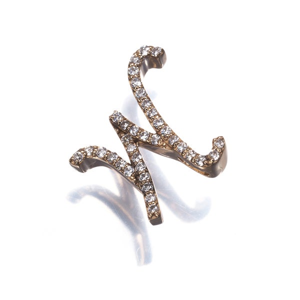 ダイヤ 0.18ct アルファベット イニシャル M  ペンダントトップ K18PG 