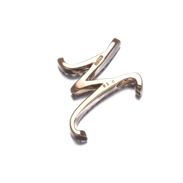 ダイヤ 0.18ct アルファベット イニシャル M  ペンダントトップ K18PG 