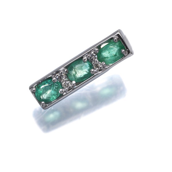 エメラルド  ダイヤ 0.04ct   ペンダントトップ K18WG 