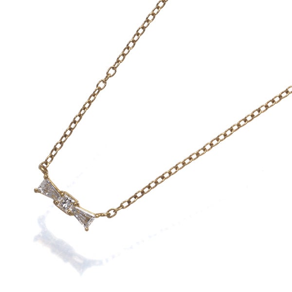 アーカー ネックレス ダイヤ 0.08ct  リボン K18YG 