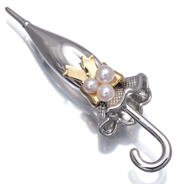 ミキモト ブローチ ベビーパール アコヤ真珠 3.4-4.0mm  傘 シルバー/K18YG 