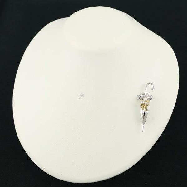 ミキモト ブローチ ベビーパール アコヤ真珠 3.4-4.0mm  傘 シルバー/K18YG 