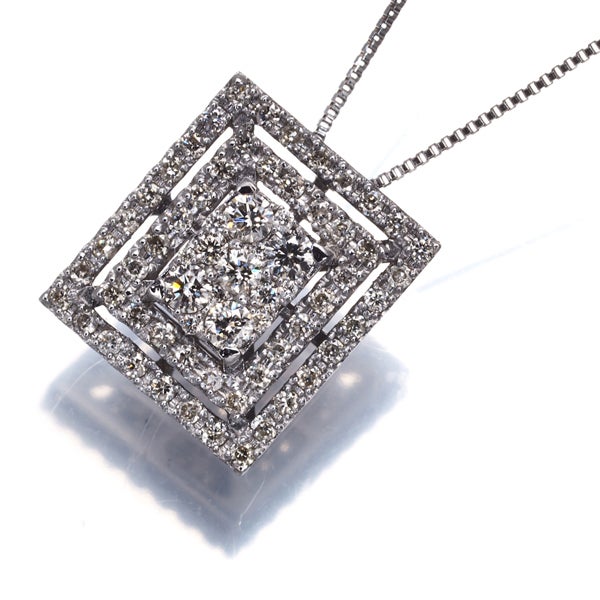 ダイヤ 0.50ct スクエア  ネックレス K18WG 