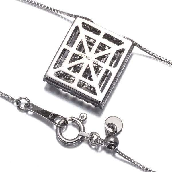 ダイヤ 0.50ct スクエア  ネックレス K18WG 